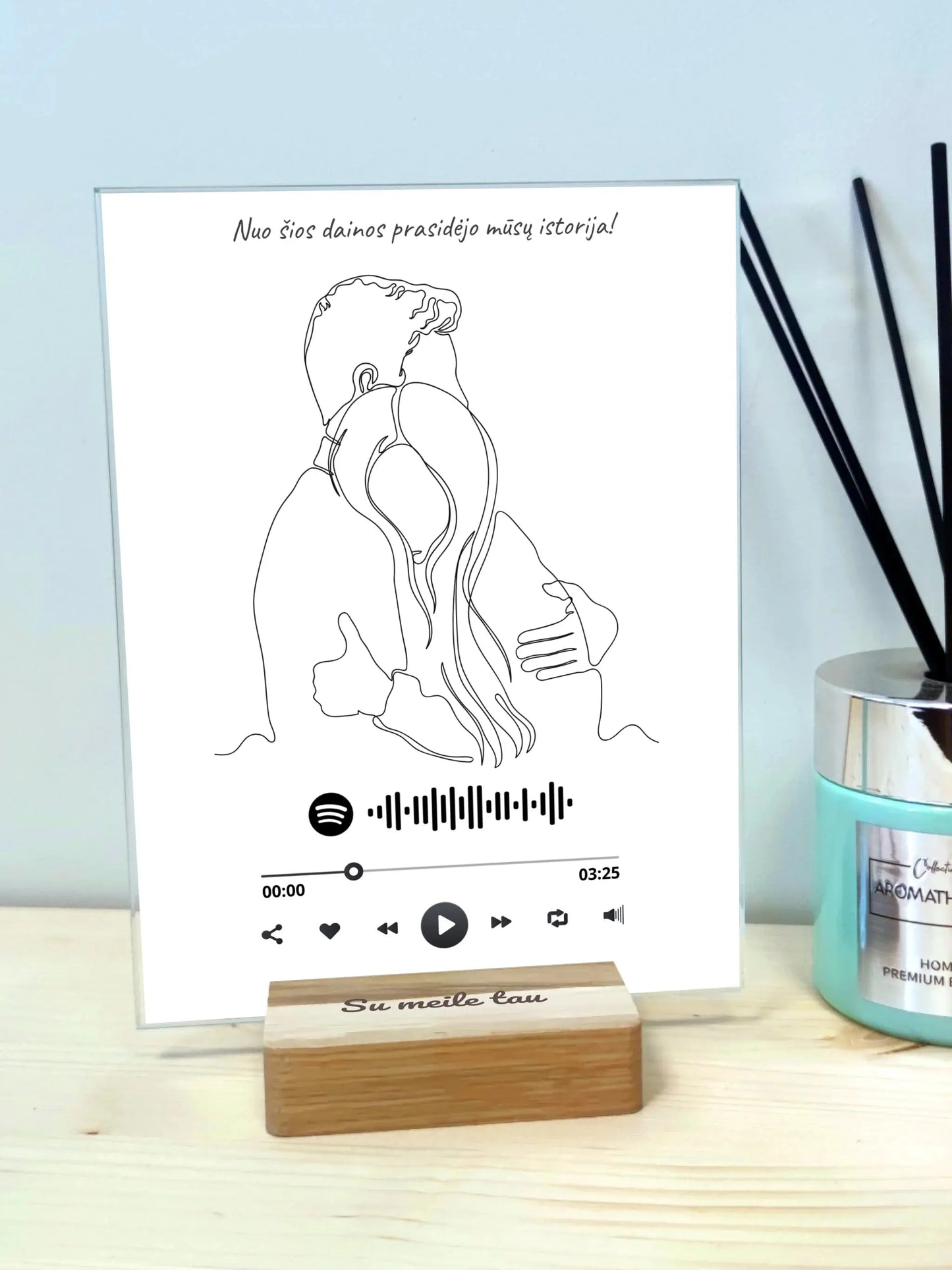 Personalizuotas muzikinis grotuvas "Spotify", stiklinis posteris. MZGR-014B  Stiklas -  dovanokis.lt