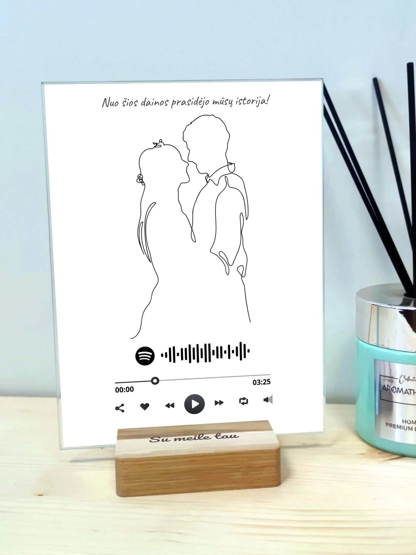 Personalizuotas muzikinis grotuvas "Spotify", stiklinis posteris. MZGR-014F  Stiklas -  dovanokis.lt