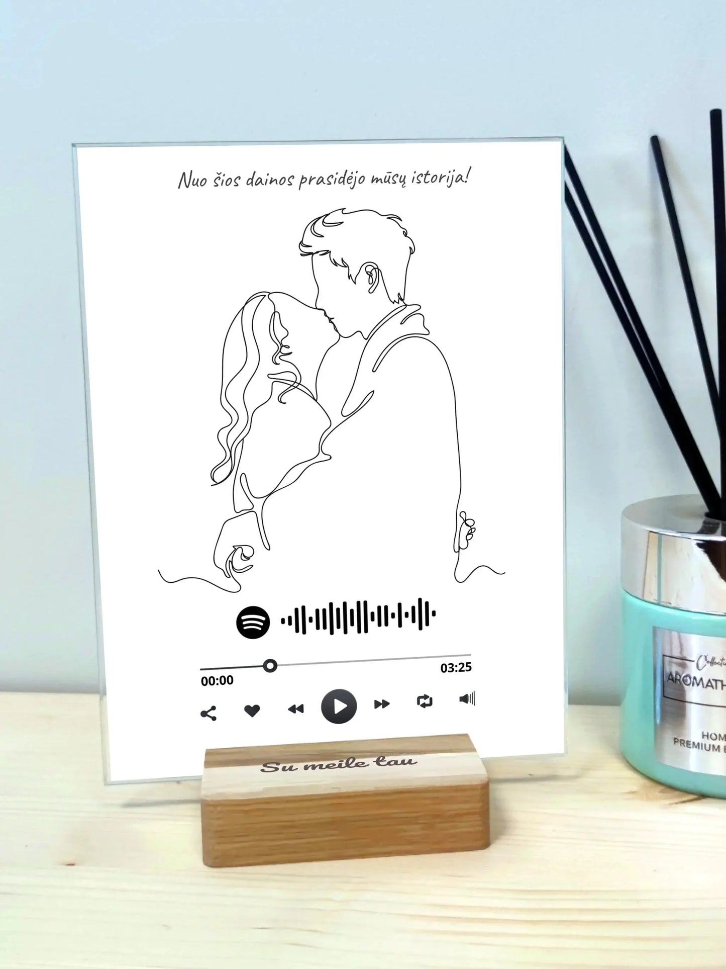 Personalizuotas muzikinis grotuvas "Spotify", stiklinis posteris. MZGR-014D  Stiklas -  dovanokis.lt