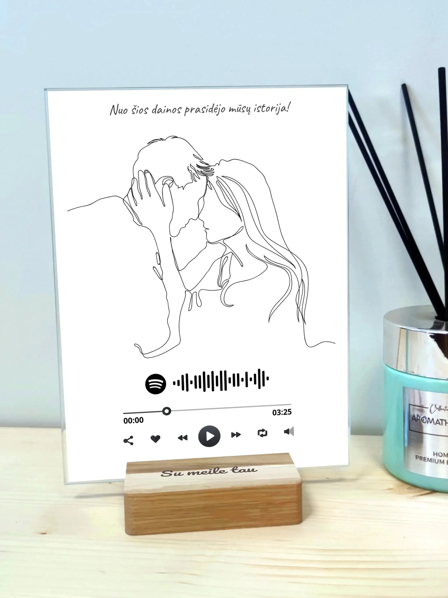 Personalizuotas muzikinis grotuvas "Spotify", stiklinis posteris. MZGR-014E  Stiklas -  dovanokis.lt