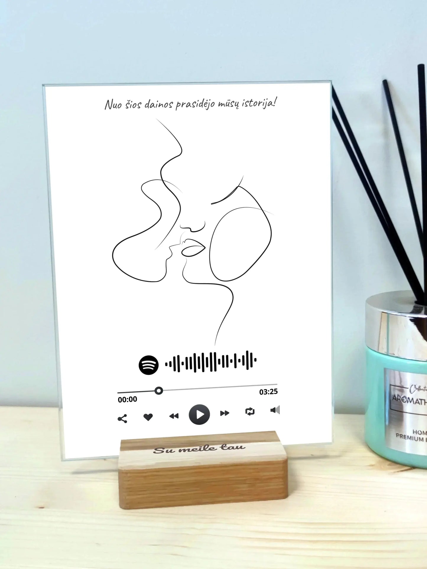 Personalizuotas muzikinis grotuvas "Spotify", stiklinis posteris. MZGR-014H  Stiklas -  dovanokis.lt