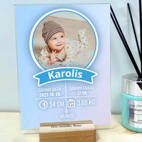 Personalizuota Berniuko gimimo metrika ant stiklo  Stiklas -  dovanokis.lt