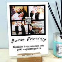 Personalizuotas "Forever Friendship" dizaino kūrinys ant stiklo su jūsų nuotraukomis ir tekstu  Stiklas -  dovanokis.lt