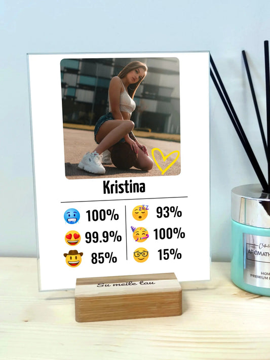 Personalizuotas "Emojis" kūrinys ant stiklo su jūsų nuotrauka ir vardu  Stiklas -  dovanokis.lt