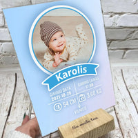 Personalizuota Berniuko gimimo metrika ant stiklo  Stiklas -  dovanokis.lt