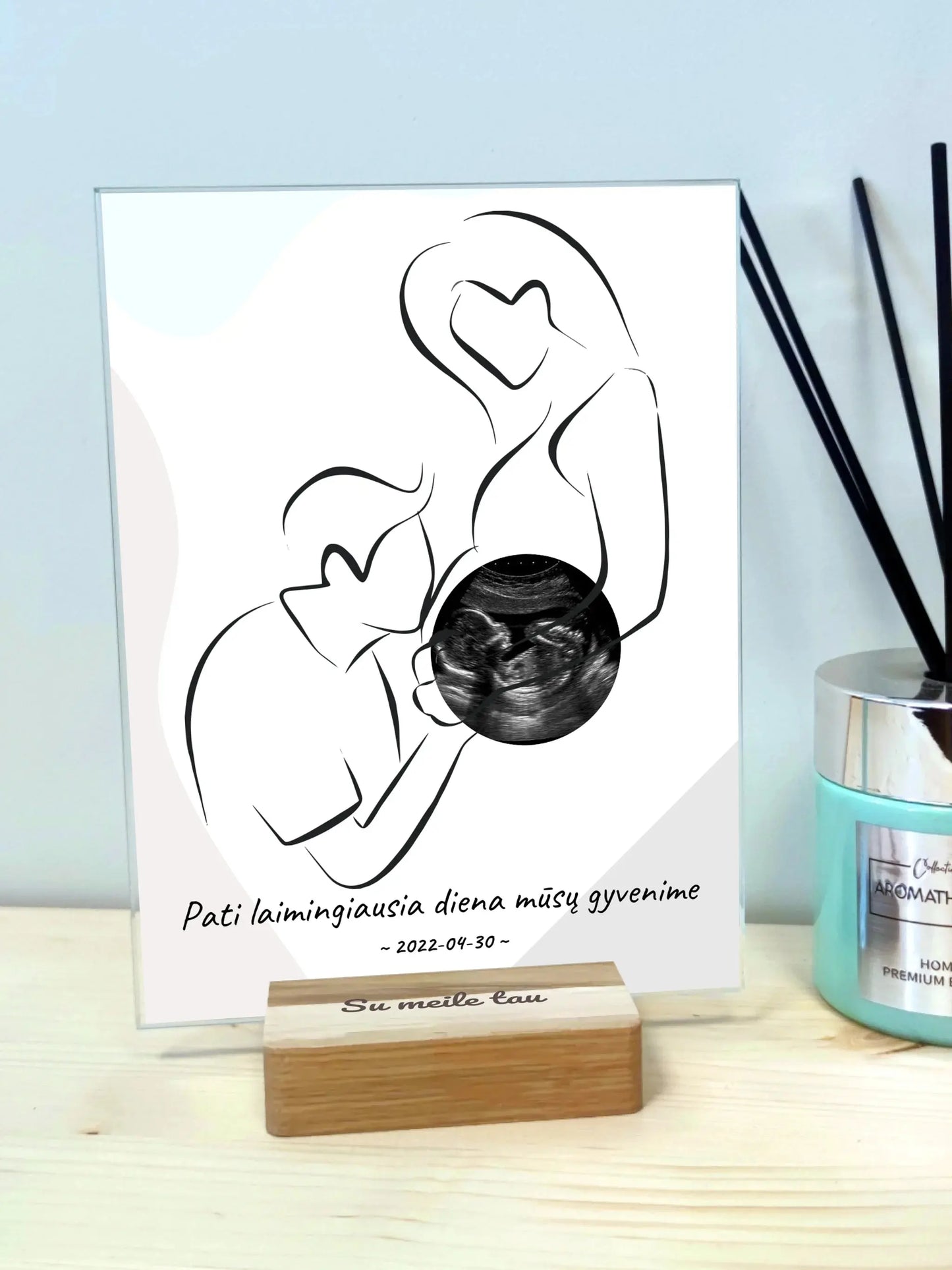 Personalizuota nėščiųjų echoskopijos tyrimo nuotrauką, stiklinis posteris ECH-002  Stiklas -  dovanokis.lt