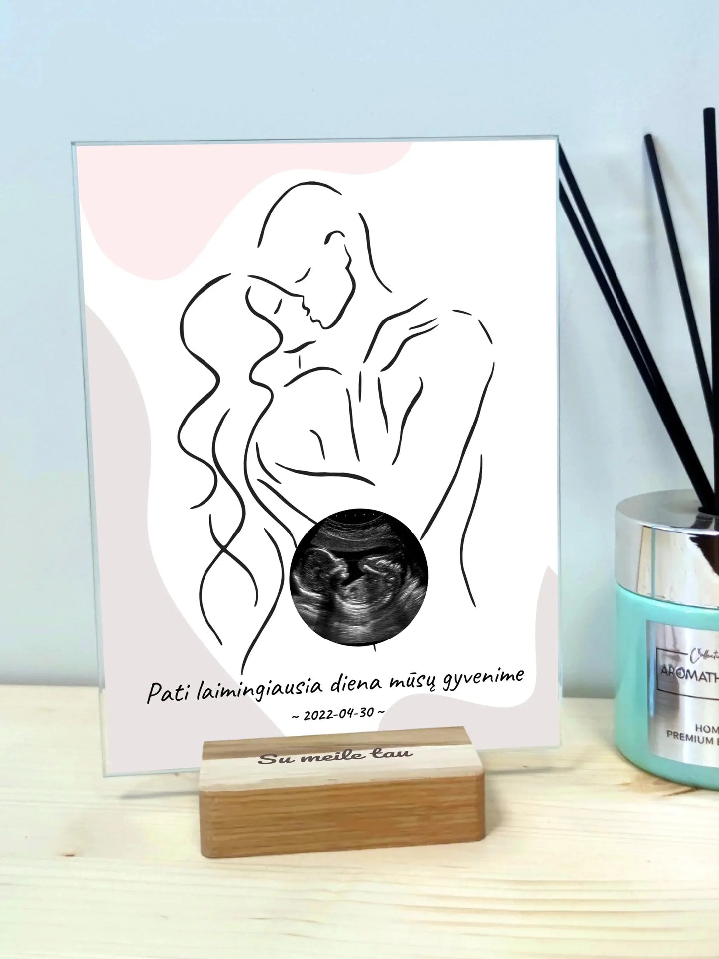 Personalizuota nėščiųjų echoskopijos tyrimo nuotrauką, stiklinis posteris ECH-003  Stiklas -  dovanokis.lt