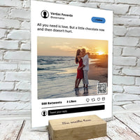 Personalizuotas "Twitter" dizaino kūrinys ant stiklo su jūsų nuotrauka ir tekstu  Stiklas -  dovanokis.lt