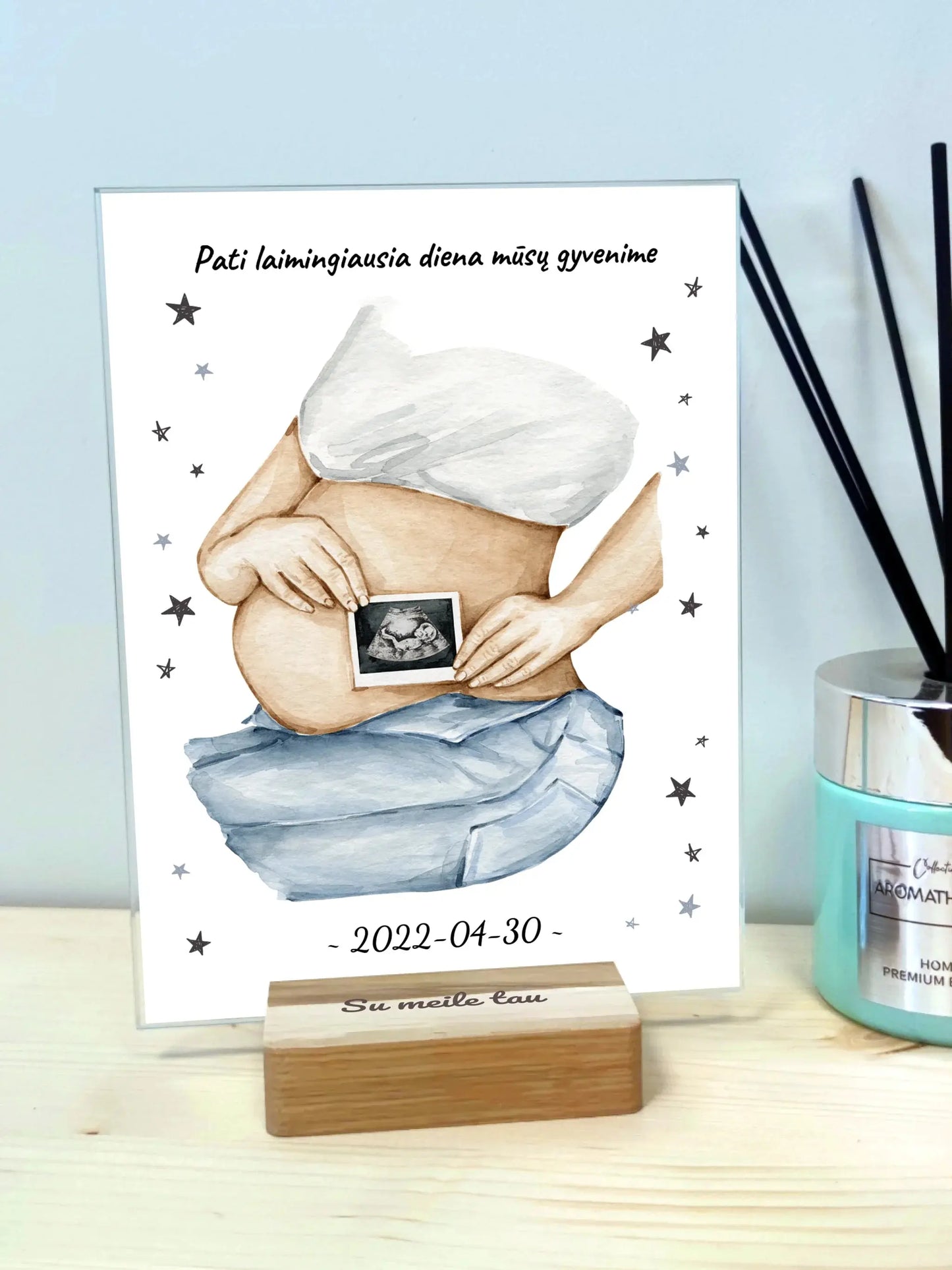 Personalizuota nėščiųjų echoskopijos tyrimo nuotrauką, stiklinis posteris ECH-001  Stiklas -  dovanokis.lt