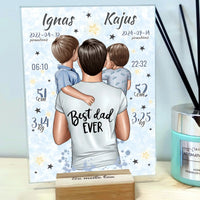 Personalizuota 2 Berniuku Gimimo Metrikų Iliustracija ant stiklo VKGM-049  Stiklas -  dovanokis.lt