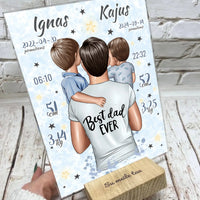 Personalizuota 2 Berniuku Gimimo Metrikų Iliustracija ant stiklo VKGM-049  Stiklas -  dovanokis.lt