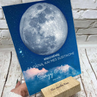 Personalizuotas mėnulio fazės stiklinis posteris, pritaikytas pagal datą ir vietą MNFZ-002  Stiklas -  dovanokis.lt