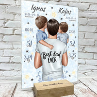 Personalizuota 2 Berniuku Gimimo Metrikų Iliustracija ant stiklo VKGM-049  Stiklas -  dovanokis.lt