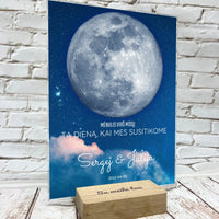 Personalizuotas mėnulio fazės stiklinis posteris, pritaikytas pagal datą ir vietą MNFZ-002  Stiklas -  dovanokis.lt