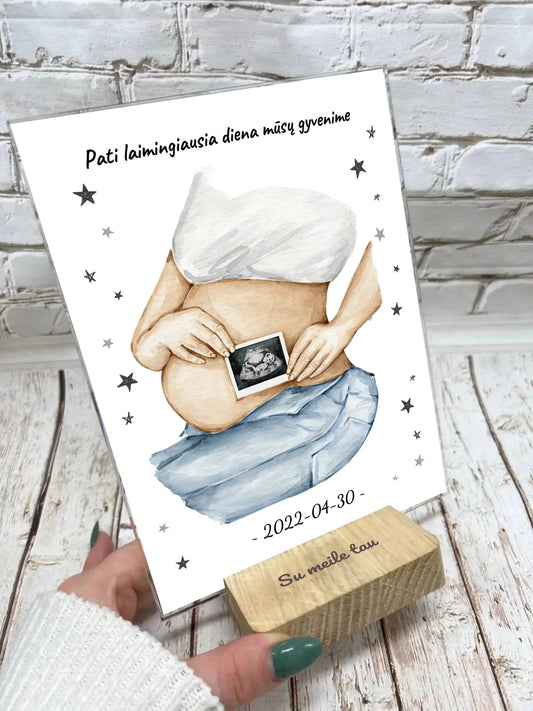 Personalizuota nėščiųjų echoskopijos tyrimo nuotrauką, stiklinis posteris ECH-001  Stiklas -  dovanokis.lt