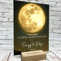 Personalizuotas mėnulio fazės stiklinis posteris, pritaikytas pagal datą ir vietą MNFZ-003  Stiklas -  dovanokis.lt