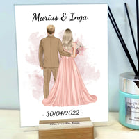 Personalizuotas jaunikio ir nuotakos vestuvių Iliustraciją ant stiklo su jūsų data ir vardais  Stiklas -  dovanokis.lt