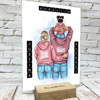 Personalizuotas "Tikra boso šeima" iliustracija su vaiku ant stiklo  Stiklas -  dovanokis.lt