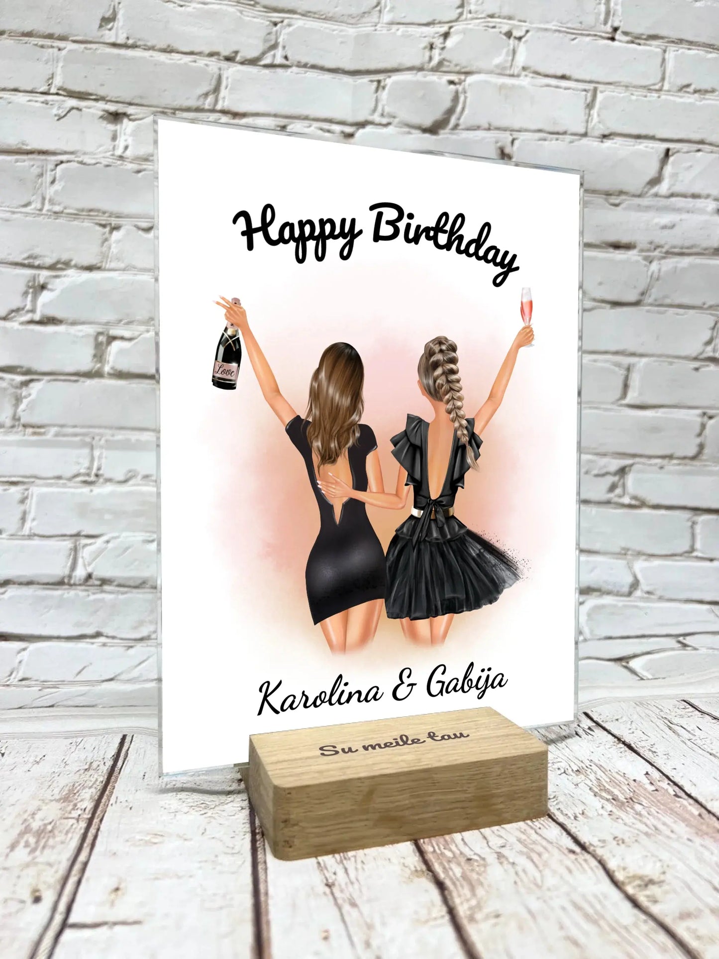 Personalizuotos gimtadienio merginos iliustraciją ant stiklo  Stiklas -  dovanokis.lt