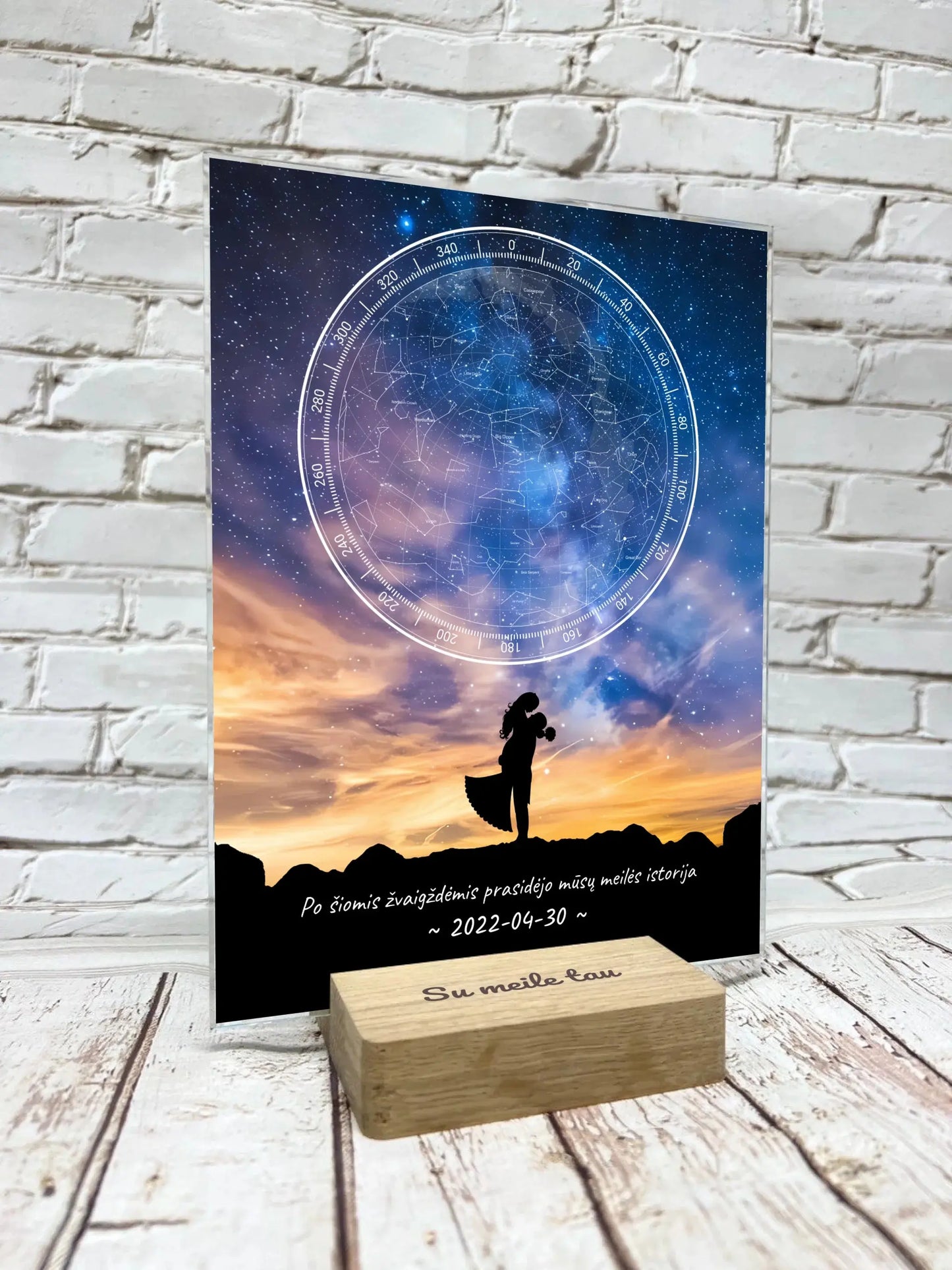 Personalizuotas žvaigždžių žemėlapis, stiklinis posteris. DVNS-003C  Stiklas -  dovanokis.lt