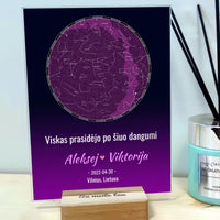 Personalizuotas žvaigždžių žemėlapis, stiklinis posteris. DVNS-022  Stiklas -  dovanokis.lt