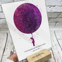 Personalizuotas vaikiškas žvaigždžių žemėlapis mergaitei 2, stiklinis posteris  Stiklas -  dovanokis.lt