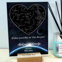 Personalizuotas žvaigždžių žemėlapis, stiklinis posteris. DVNS-014A  Stiklas -  dovanokis.lt