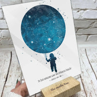 Personalizuotas vaikiškas žvaigždžių žemėlapis berniukui, stiklinis posteris  Stiklas -  dovanokis.lt