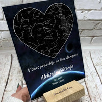 Personalizuotas žvaigždžių žemėlapis, stiklinis posteris. DVNS-014A  Stiklas -  dovanokis.lt