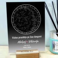 Personalizuotas žvaigždžių žemėlapis, stiklinis posteris. DVNS-020A  Stiklas -  dovanokis.lt