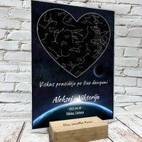 Personalizuotas žvaigždžių žemėlapis, stiklinis posteris. DVNS-014A  Stiklas -  dovanokis.lt