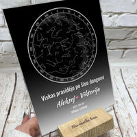 Personalizuotas žvaigždžių žemėlapis, stiklinis posteris. DVNS-020A  Stiklas -  dovanokis.lt