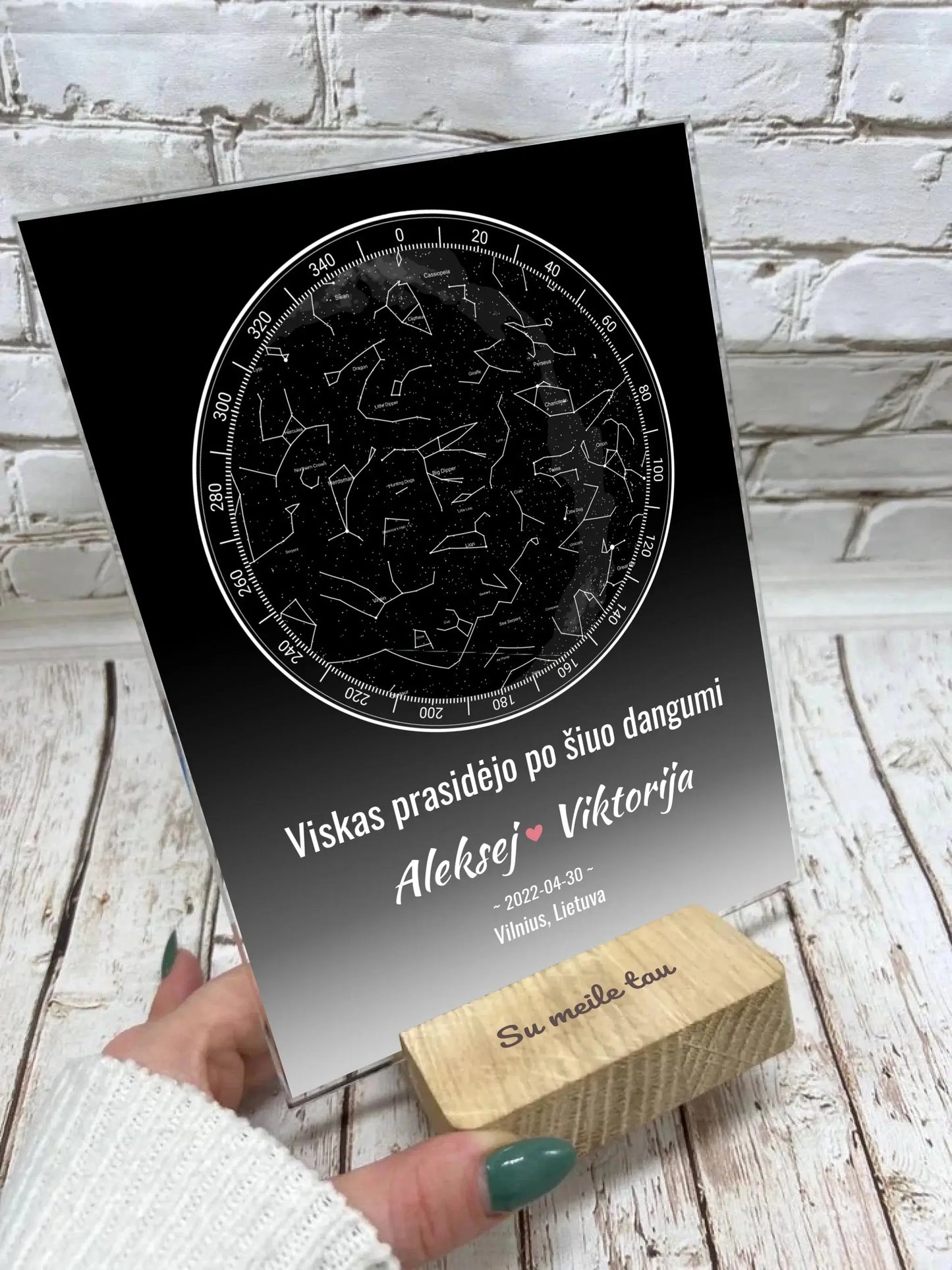 Personalizuotas žvaigždžių žemėlapis, stiklinis posteris. DVNS-020A  Stiklas -  dovanokis.lt