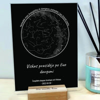 Personalizuotas žvaigždžių žemėlapis, stiklinis posteris. DVNS-012B  Stiklas -  dovanokis.lt