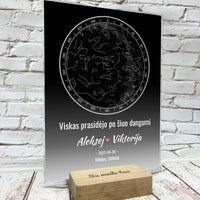 Personalizuotas žvaigždžių žemėlapis, stiklinis posteris. DVNS-020A  Stiklas -  dovanokis.lt