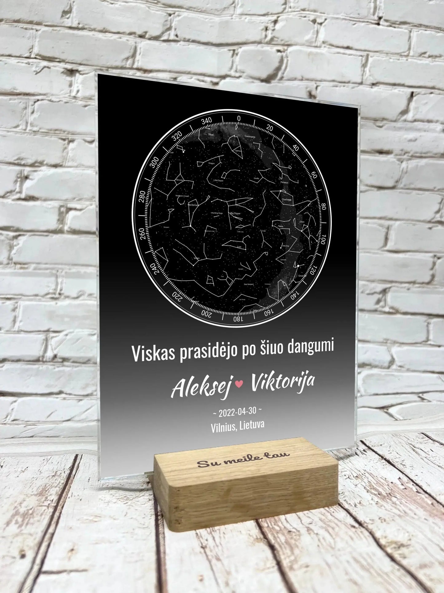 Personalizuotas žvaigždžių žemėlapis, stiklinis posteris. DVNS-020A  Stiklas -  dovanokis.lt