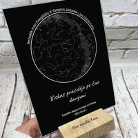 Personalizuotas žvaigždžių žemėlapis, stiklinis posteris. DVNS-012B  Stiklas -  dovanokis.lt