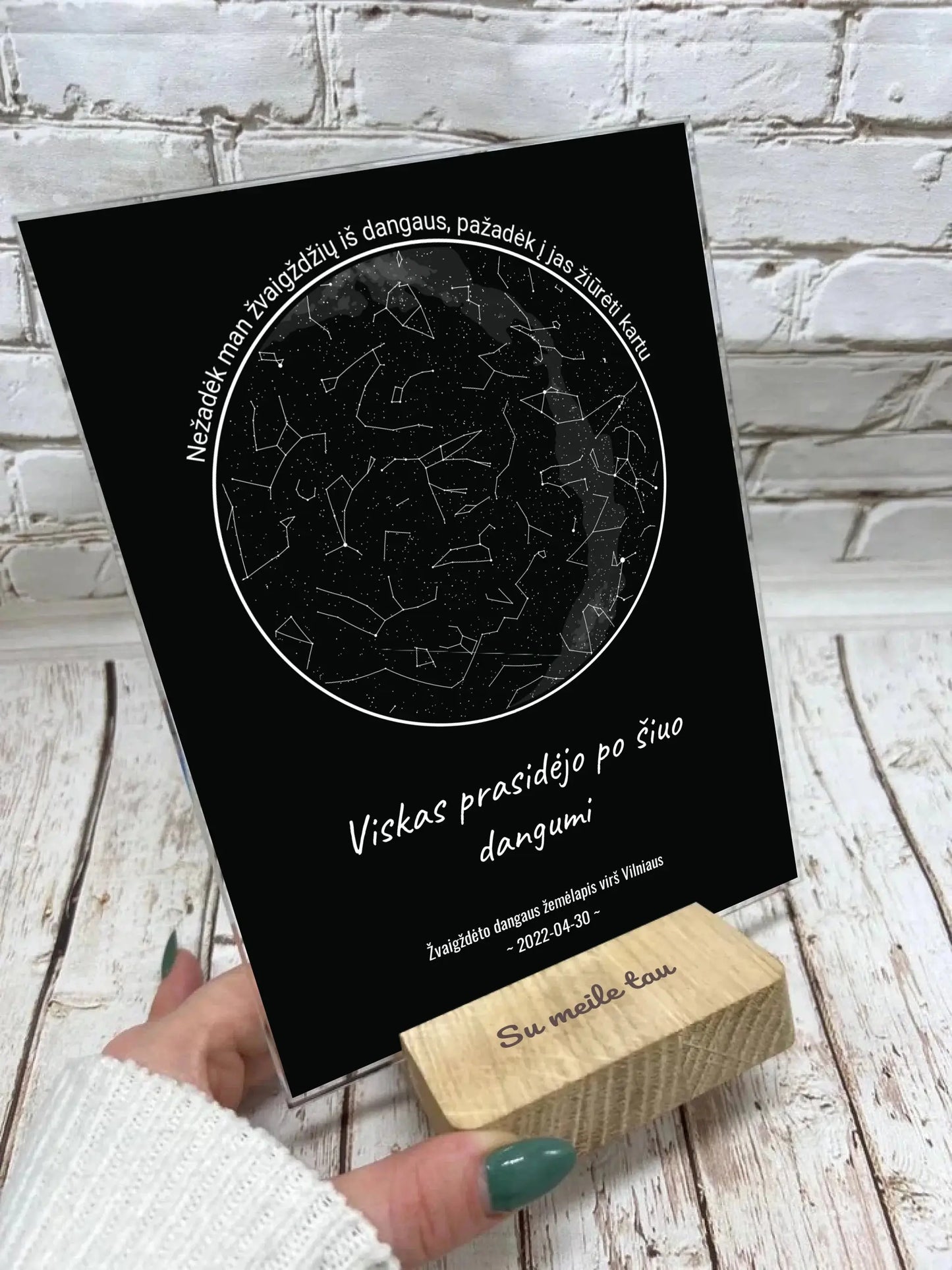 Personalizuotas žvaigždžių žemėlapis, stiklinis posteris. DVNS-012B  Stiklas -  dovanokis.lt