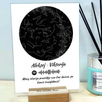 Personalizuotas žvaigždžių žemėlapis, stiklinis posteris. DVNS-009  Stiklas -  dovanokis.lt