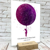 Personalizuotas vaikiškas žvaigždžių žemėlapis mergaitei 2, stiklinis posteris  Stiklas -  dovanokis.lt