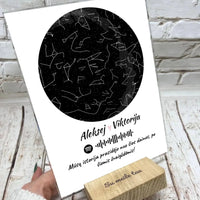 Personalizuotas žvaigždžių žemėlapis, stiklinis posteris. DVNS-009  Stiklas -  dovanokis.lt