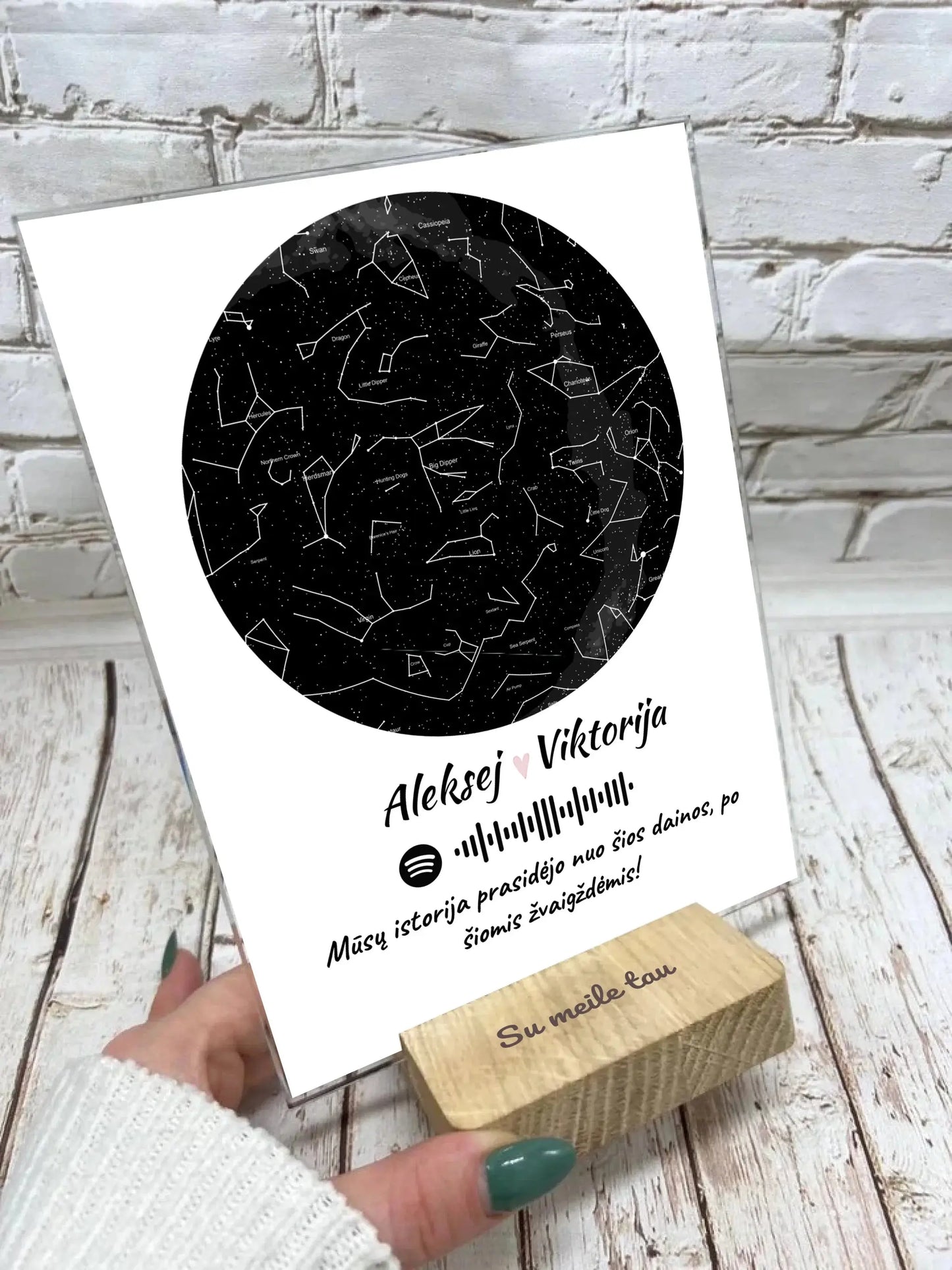 Personalizuotas žvaigždžių žemėlapis, stiklinis posteris. DVNS-009  Stiklas -  dovanokis.lt