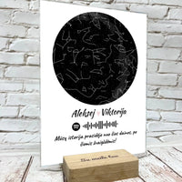 Personalizuotas žvaigždžių žemėlapis, stiklinis posteris. DVNS-009  Stiklas -  dovanokis.lt