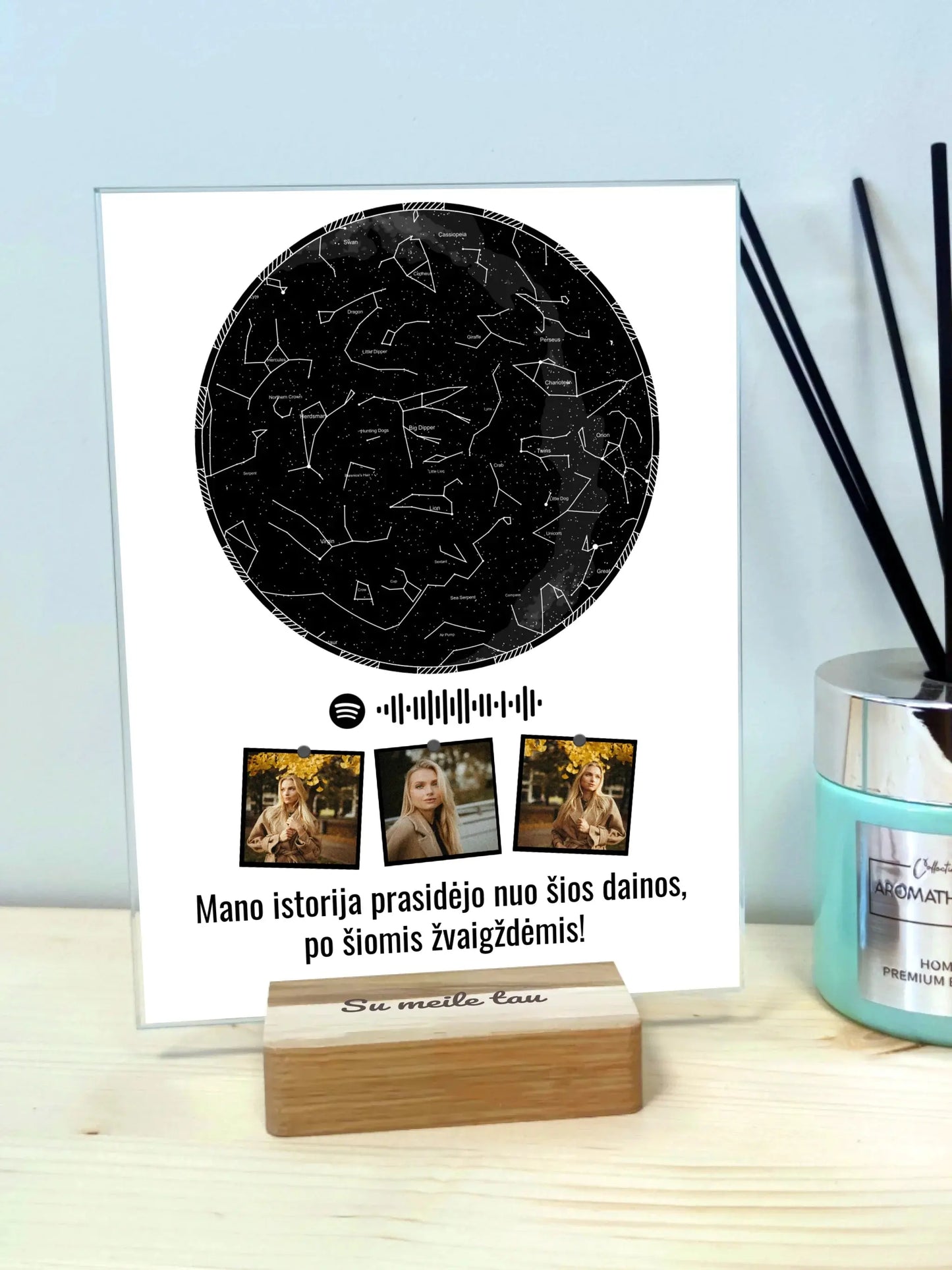 Personalizuotas žvaigždžių žemėlapis, stiklinis posteris. DVNS-026  Stiklas -  dovanokis.lt