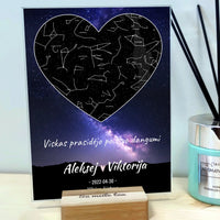 Personalizuotas žvaigždžių žemėlapis, stiklinis posteris. DVNS-013A  Stiklas -  dovanokis.lt