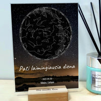 Personalizuotas žvaigždžių žemėlapis, stiklinis posteris. DVNS-017  Stiklas -  dovanokis.lt