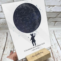 Personalizuotas vaikiškas žvaigždžių žemėlapis mergaitei, stiklinis posteris  Stiklas -  dovanokis.lt