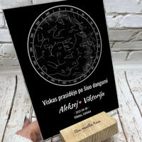 Personalizuotas žvaigždžių žemėlapis, stiklinis posteris. DVNS-019  Stiklas -  dovanokis.lt