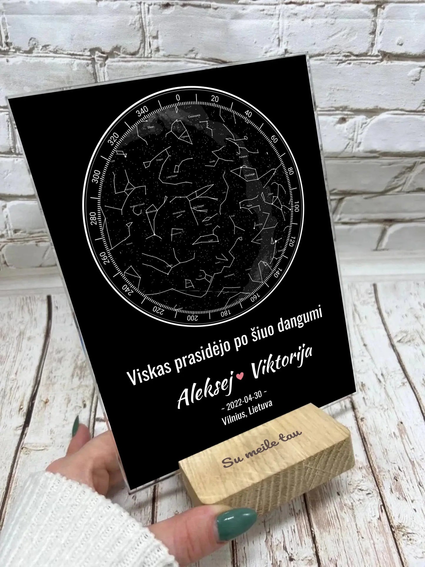 Personalizuotas žvaigždžių žemėlapis, stiklinis posteris. DVNS-019  Stiklas -  dovanokis.lt