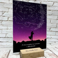 Personalizuotas žvaigždžių žemėlapis, stiklinis posteris. DVNS-002B  Stiklas -  dovanokis.lt